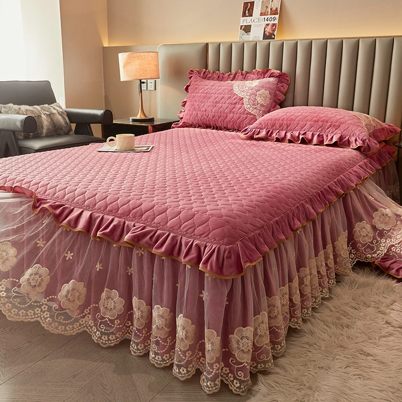 【防静电】保暖宝宝绒夹棉加厚床裙新款