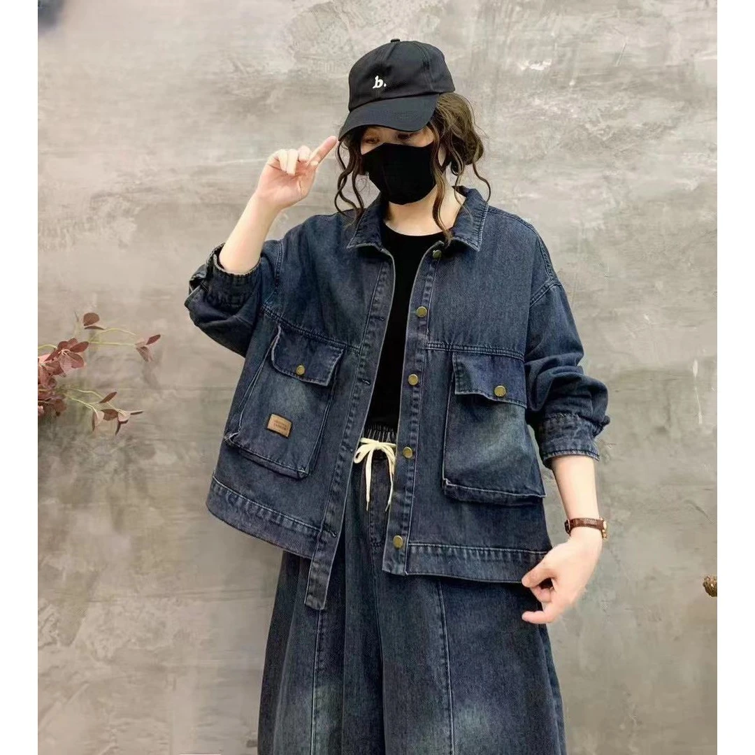 欣欣569#复古牛仔外套女2024秋季款贴布上衣休闲时尚显瘦外套