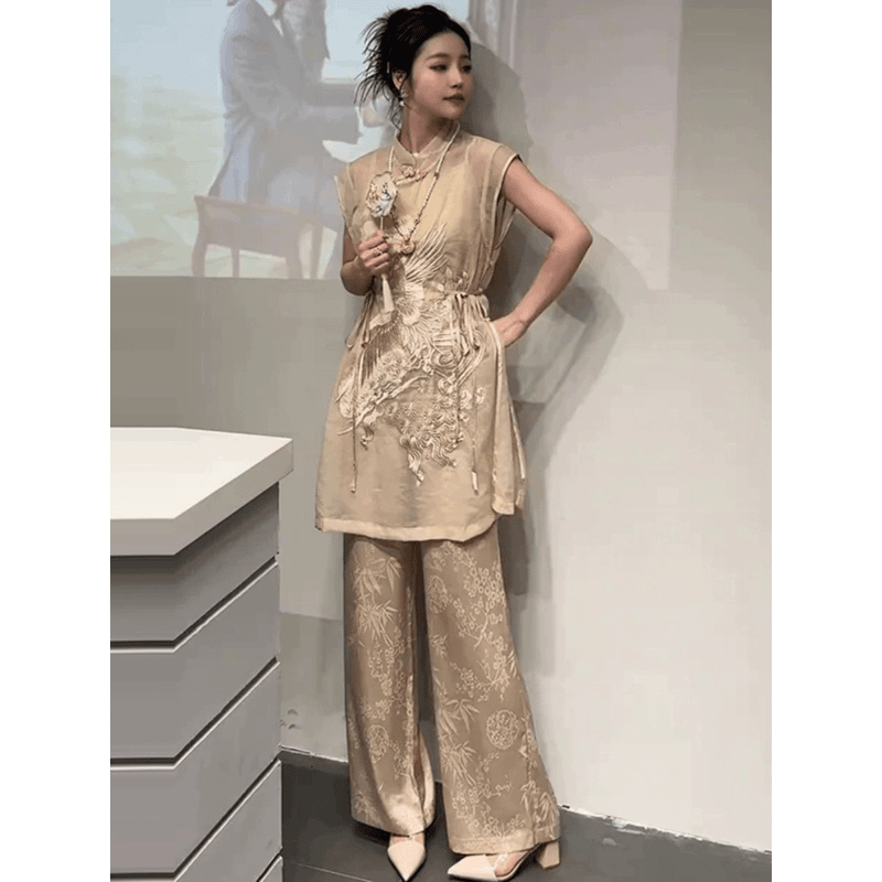 新中式中国风女装高端阔腿裤套装2024新款夏装轻奢高级感洋气时尚