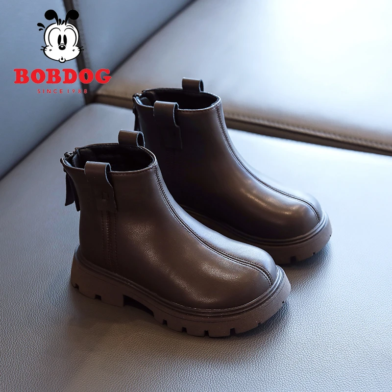 巴布豆加绒靴子秋冬宝宝女童洋气皮靴软底新款马丁靴短靴2025儿童