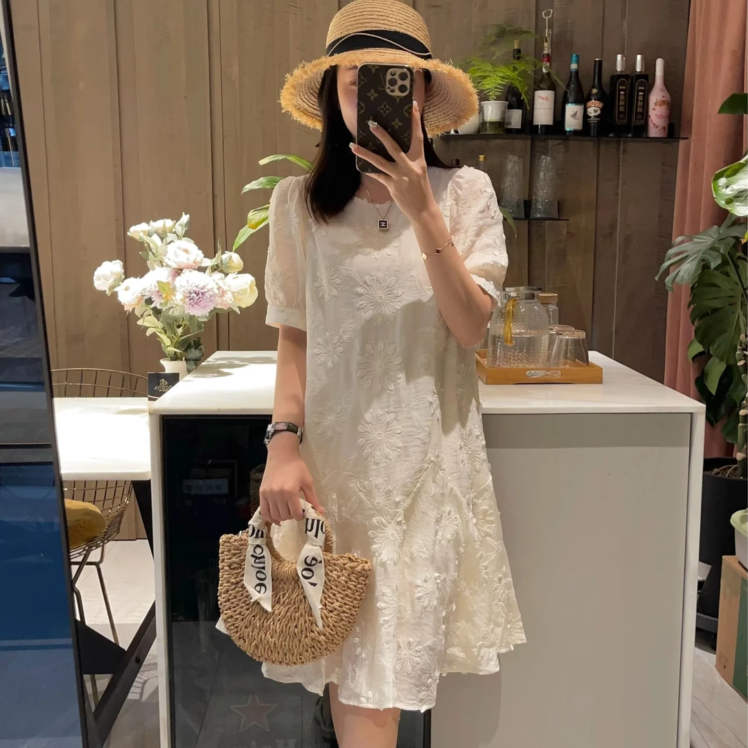 ROBELLE新款22夏季栀子花显瘦气质法式宽松连衣裙