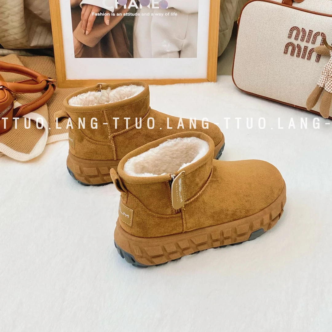 妥妥浪厚底加绒雪地靴女2024秋冬季新款4CM防滑耐磨百搭保暖棉鞋