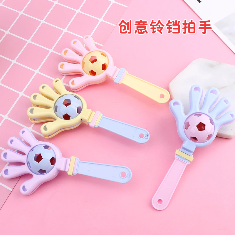 手摇铃铛婴儿益智摇铃宝宝安抚抓握训练玩具手持乐器拍拍手手掌拍