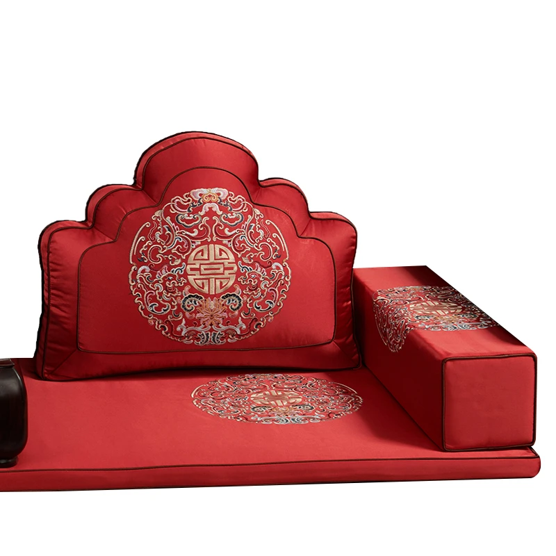 红木沙发坐垫实木家具罗汉床棕垫如意靠包梅花扶手定做