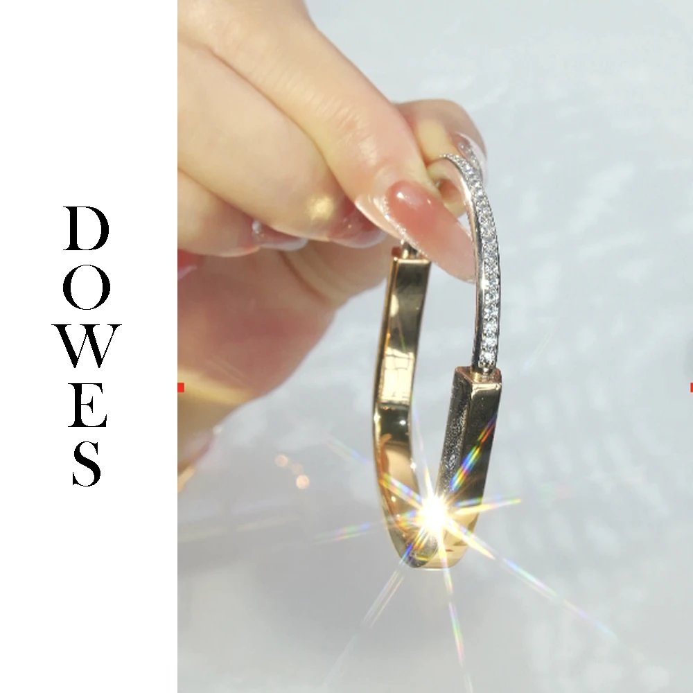 DOWES 925银手镯 光面金色手镯