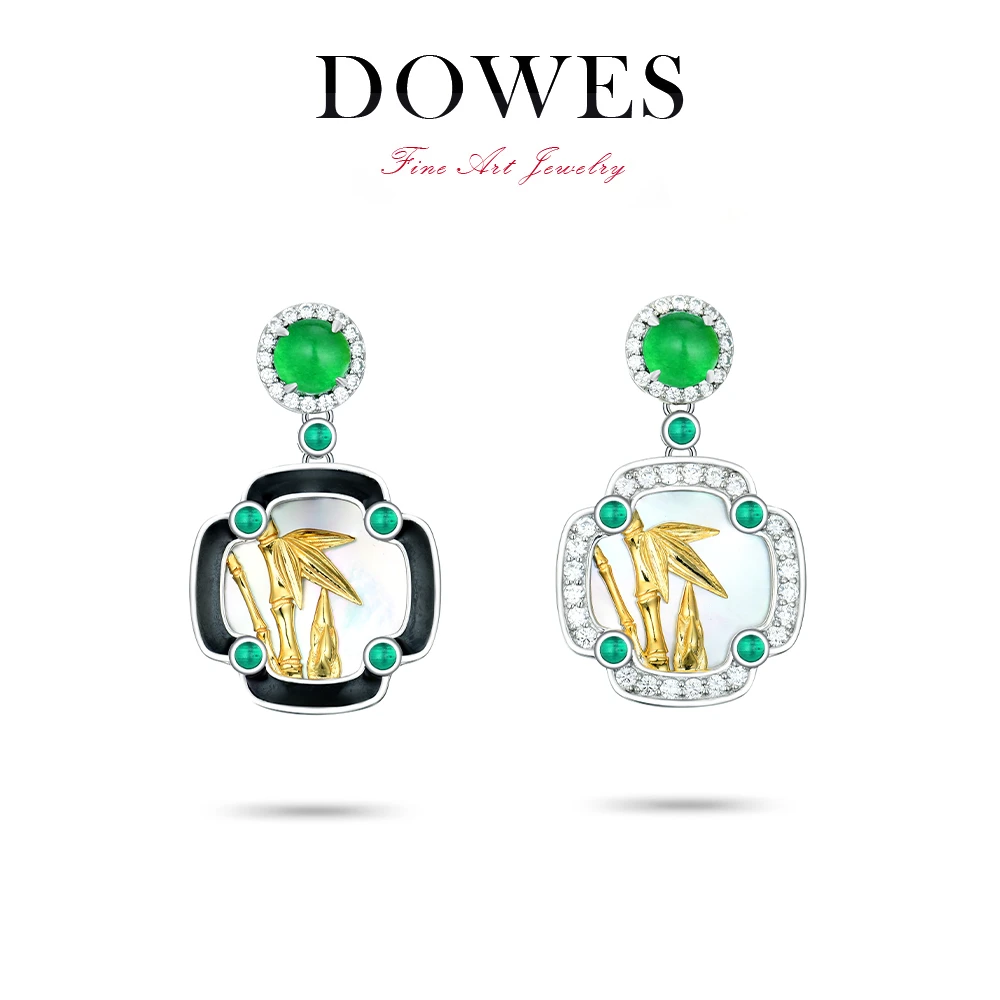 925银合成锆石耳饰  【竹韵趣趣】新中式耳环高级感耳坠