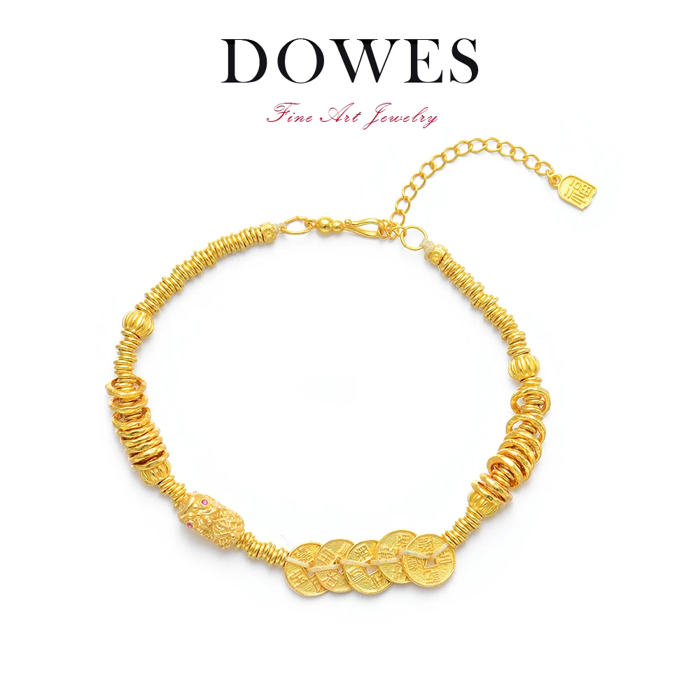 DOWES 925银合成锆石手链 金色手链盘缠