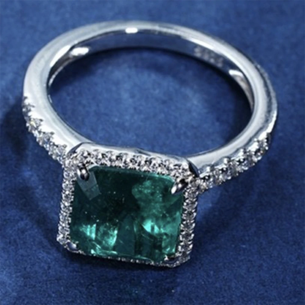 DOWES 925银合成锆石戒指 绿色戒指