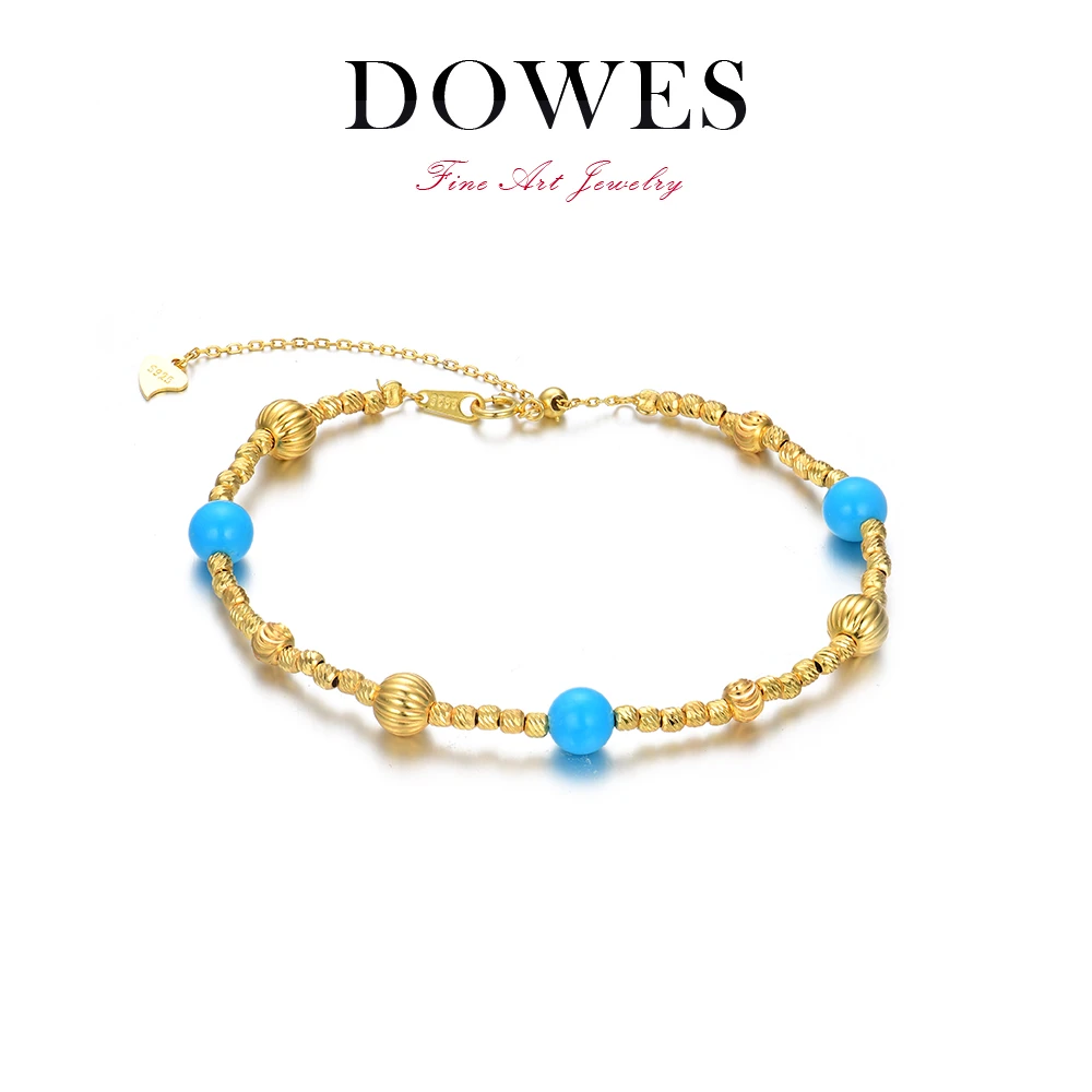 925银合成锆石手链 蓝色金色手链