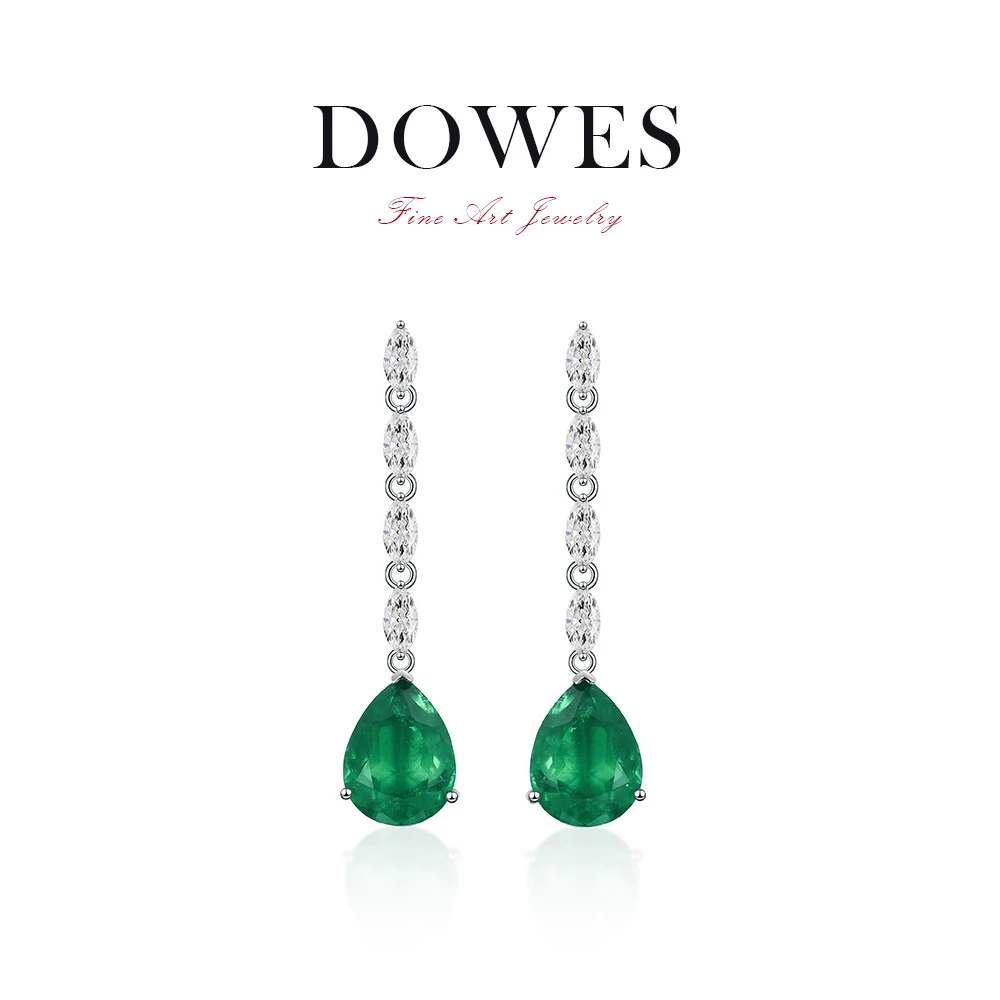 925银合成锆石耳饰 高奢气质祖绿水滴耳坠极简时尚高级耳钉
