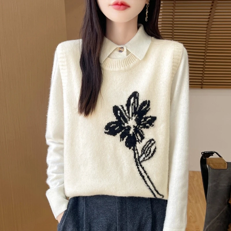 秋冬新款无袖针织衫圆领显瘦套头提花马甲打底衫百搭毛衣L124