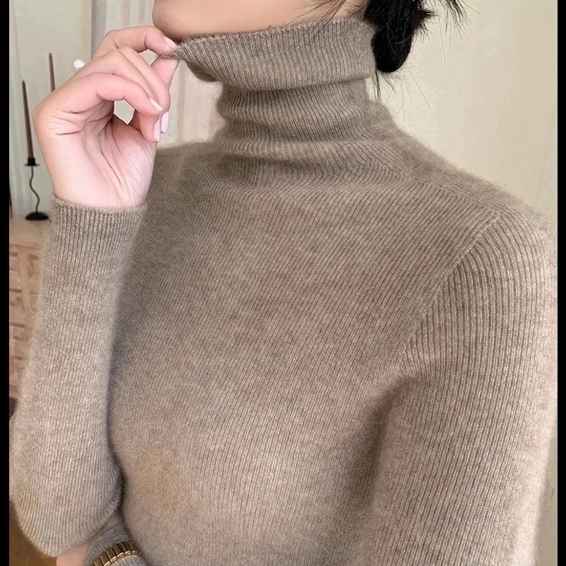 超柔软打底衫修身长袖高领针织衫秋冬显瘦套头堆堆领