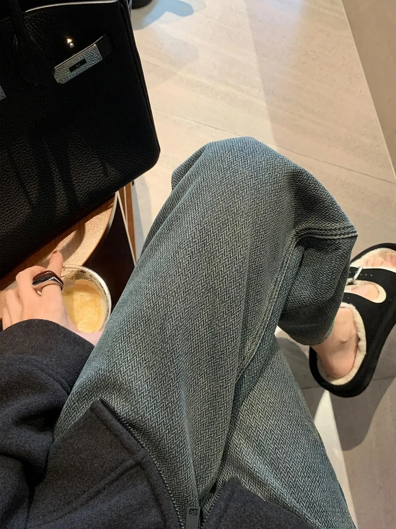 VWU 爆款星空纹高腰阔腿裤宽松休闲显瘦直筒拖地牛仔裤女