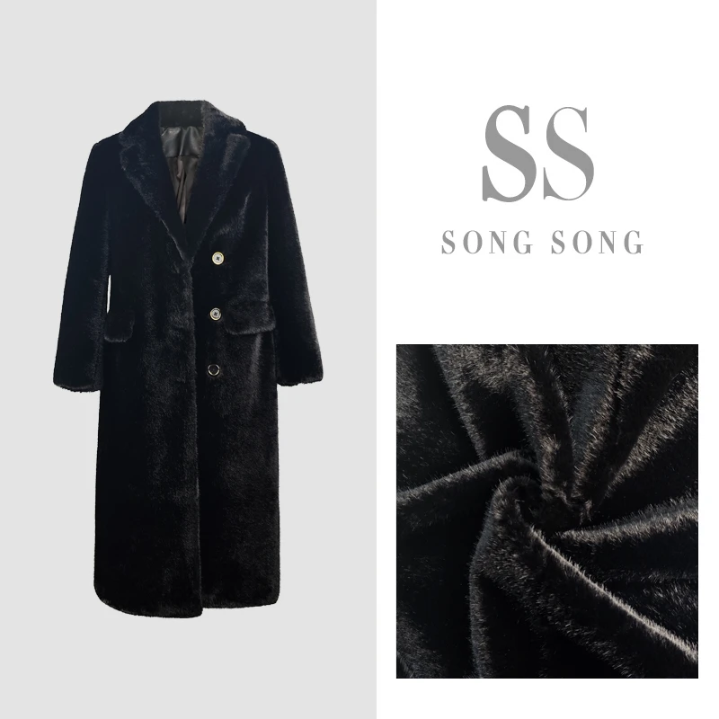 SONG-【冬日恋岛】原创冬款黑色时尚大气轻奢贵气设计款大衣外套