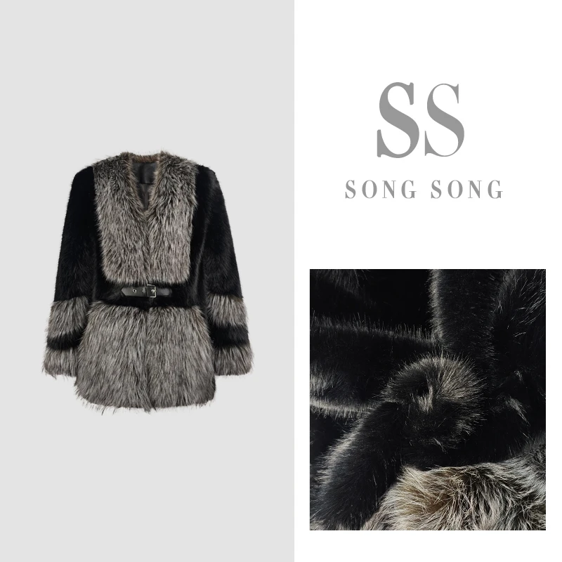 SONG-【年度战袍】原创冬款拼接时尚大气百搭宽松轻奢设计款外套
