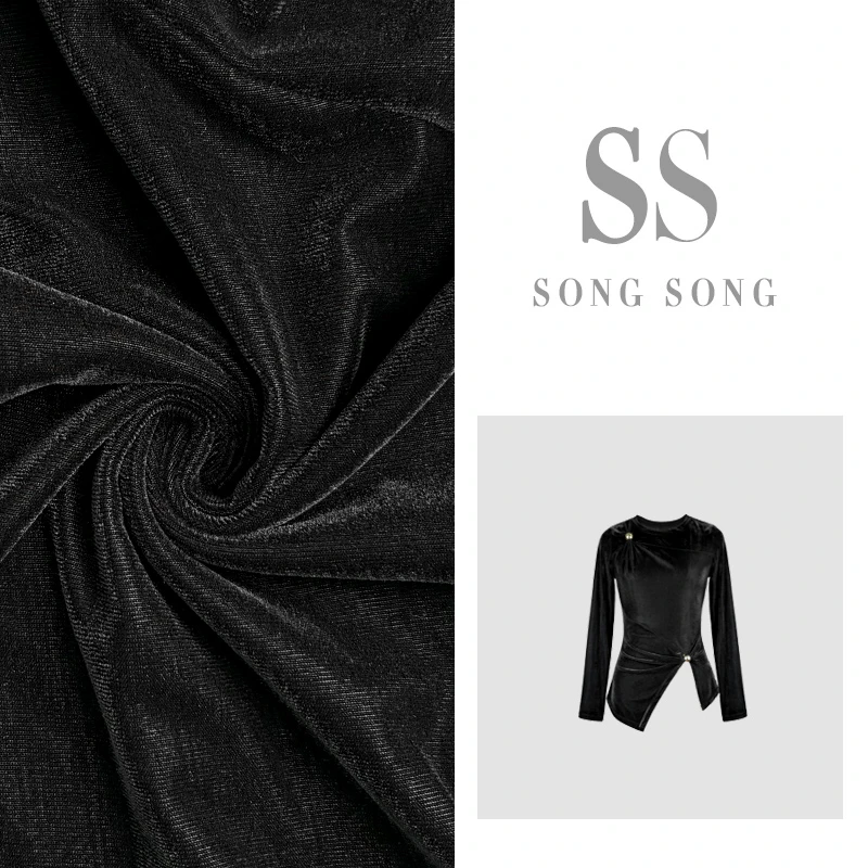 SONG-原创上衣【夜听朝云】秋款黑色轻奢修身显瘦精致设计感