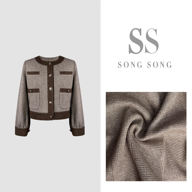 SONG-【暮色回响】原创秋款拼色高级轻奢显瘦修身设计款上衣