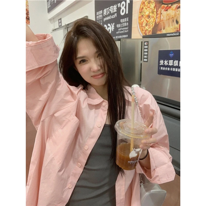 POLO领防晒衬衣女早春新款开衫外套宽松中长款日常衬衫上衣