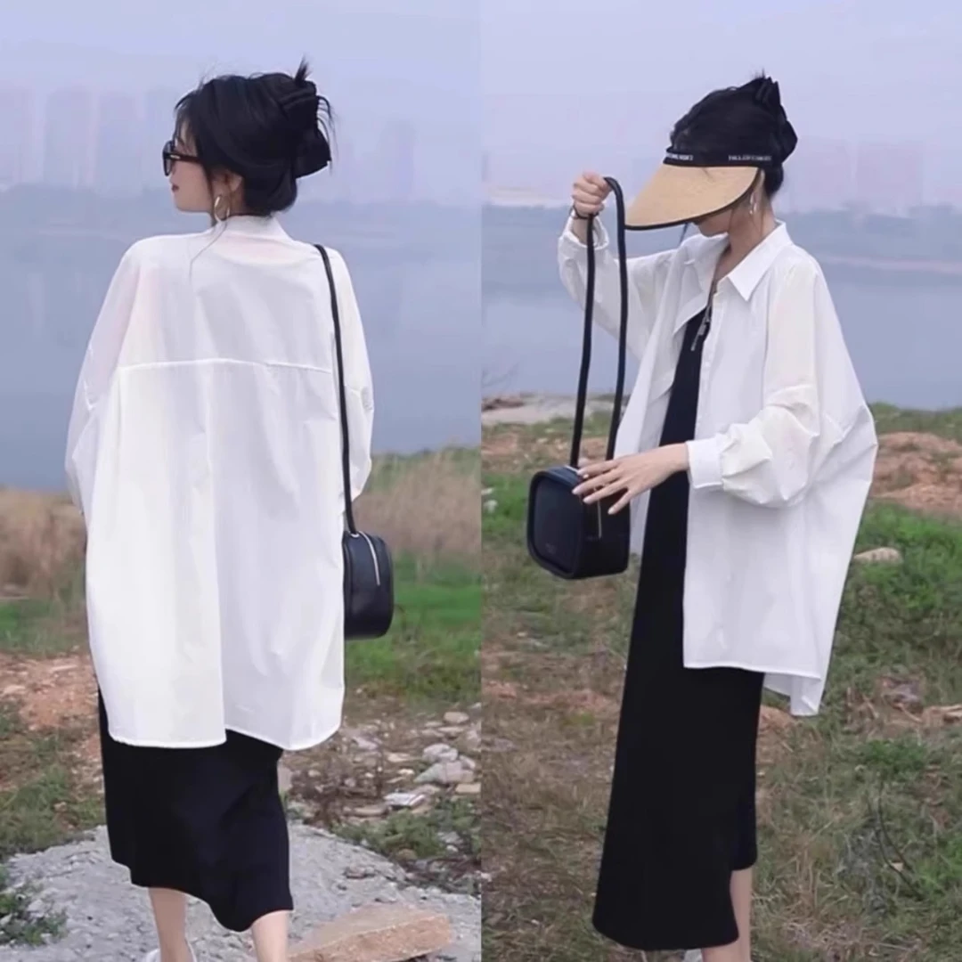 夏装搭配一整套微胖显瘦慵懒度假风衬衣宽松休闲背心连衣裙两件套