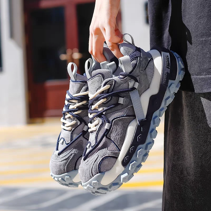 真皮老爹鞋男鞋2024新款冬季厚底增高运动休闲鞋小个子欧洲站潮鞋