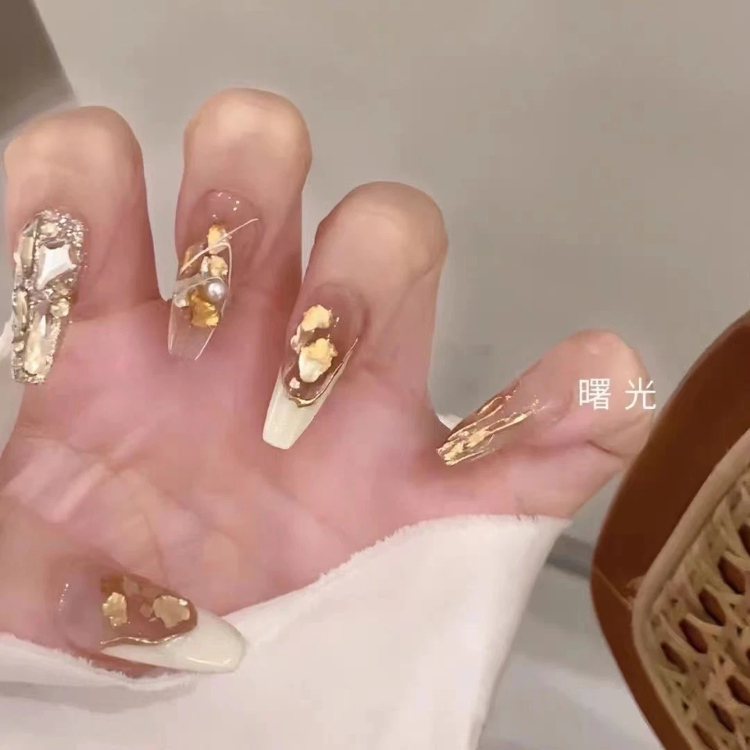 纯手工光疗美甲穿戴甲曙光重复使用美甲贴片显白穿戴式