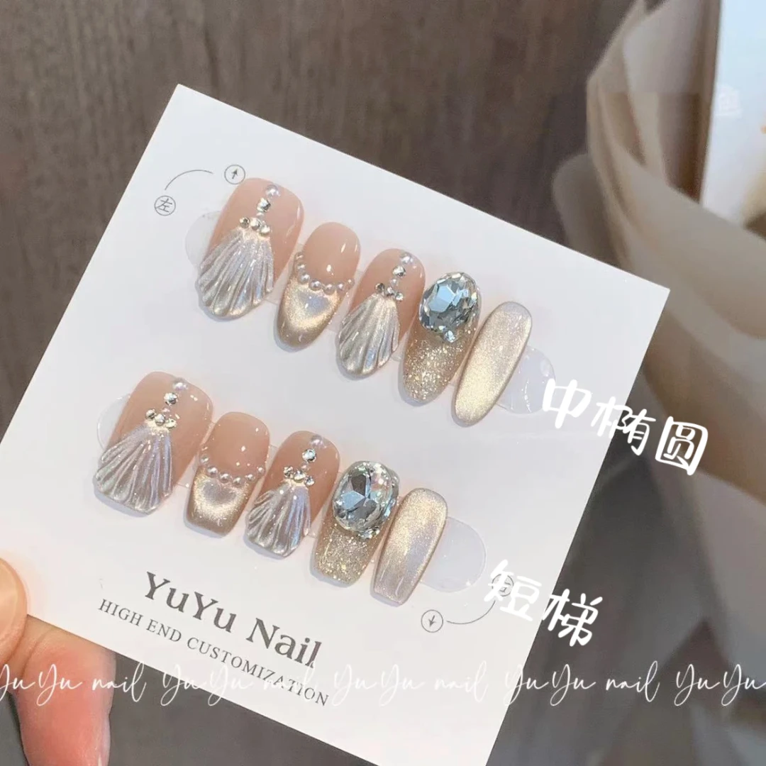 裙摆 纯手工光疗美甲穿戴甲重复使用美甲贴片显白穿戴式假指甲