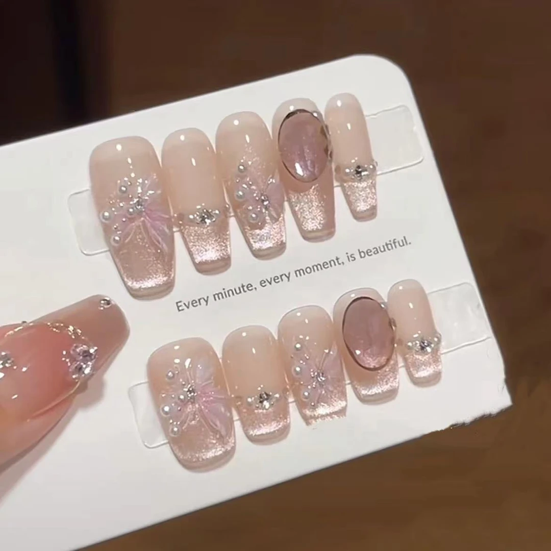 纯手工光疗美甲花园梦境气质美甲贴片假指甲成品可拆卸穿戴甲