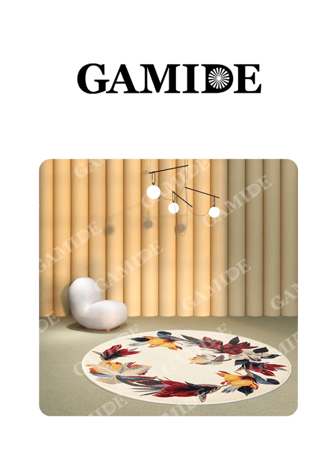 原创设计师高定款创意威尔顿纯手工高密度绒红色鸢尾花家用地毯