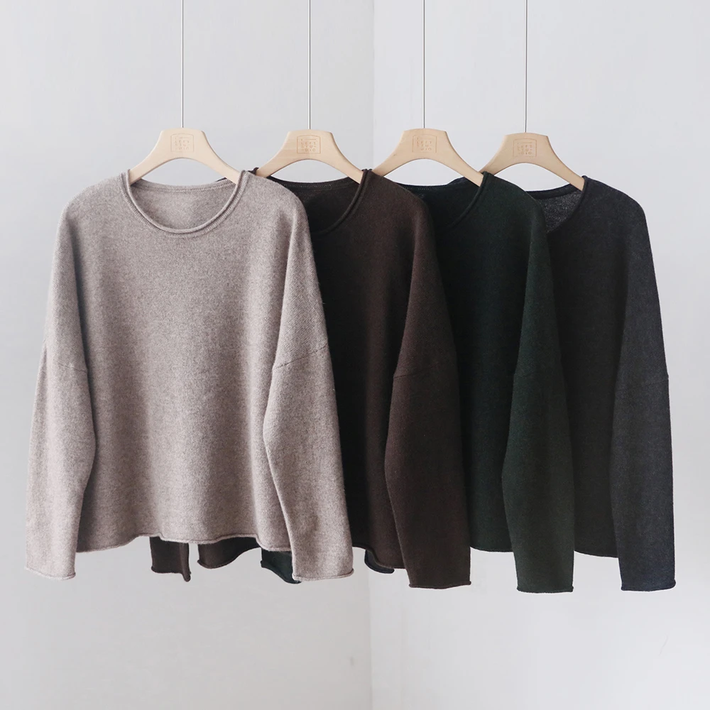 圆领牦牛绒慵懒风针织毛衣 冬季新款百搭保暖套头针织衫上衣 733