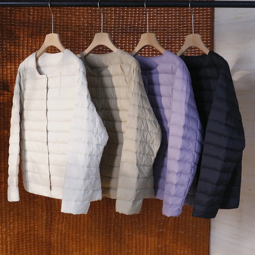 内搭轻薄保暖羽绒服女宽松圆领薄款白鸭绒修身外套内搭 K2022