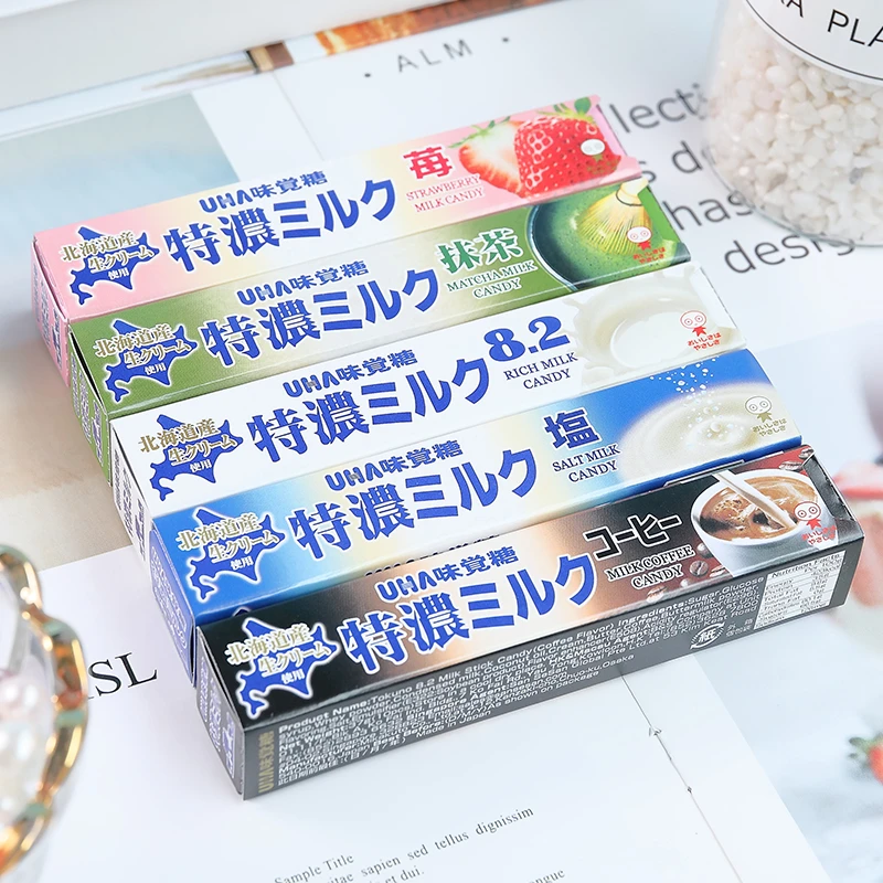 4条*日本进口糖果UHA悠哈特浓原装8.2系列草莓抹茶特浓牛奶原味糖