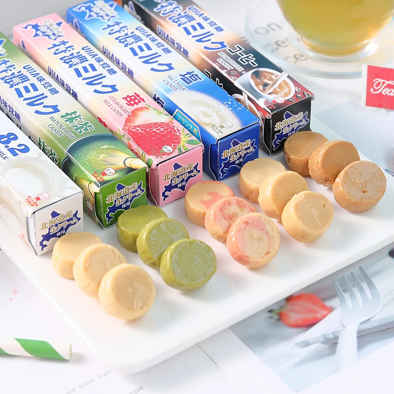 日本原装进口UHA悠哈特浓8.2系列草莓抹茶特浓牛奶糖奶味硬糖条装