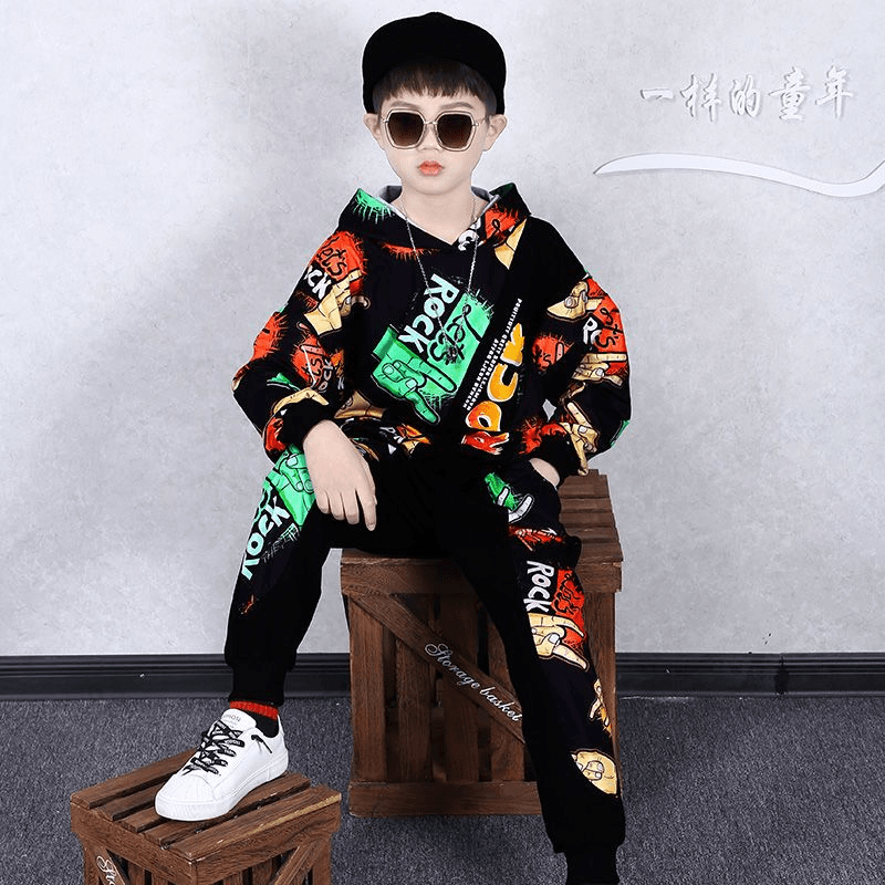 童装男童春秋装卫衣套装2023新款中大儿童洋气男孩时髦衣服两件套