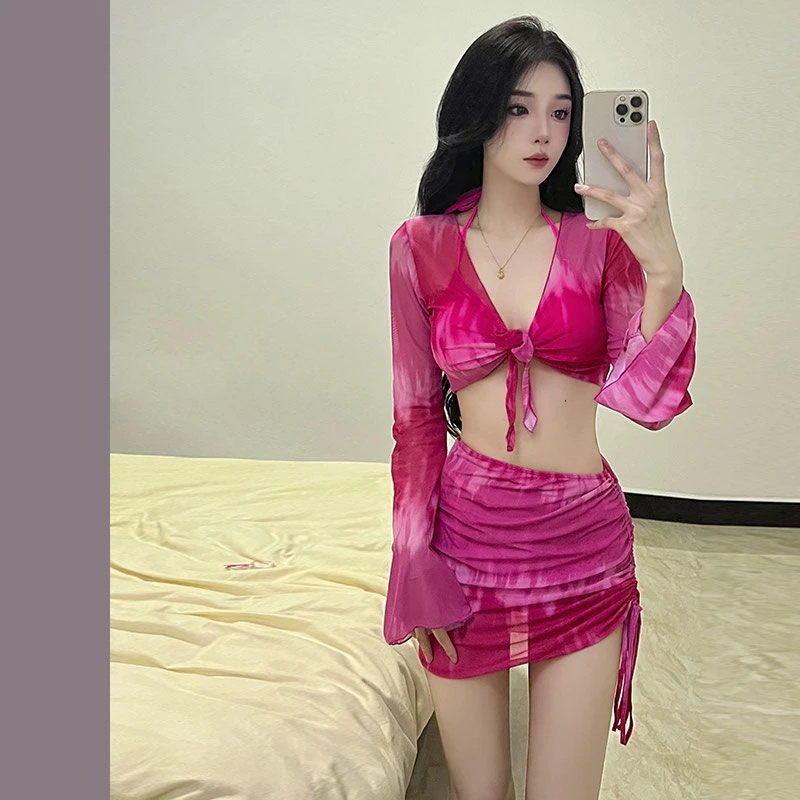 夏季高级感分体泳衣女纯欲风三点式性感比基尼显瘦气质度假游泳装
