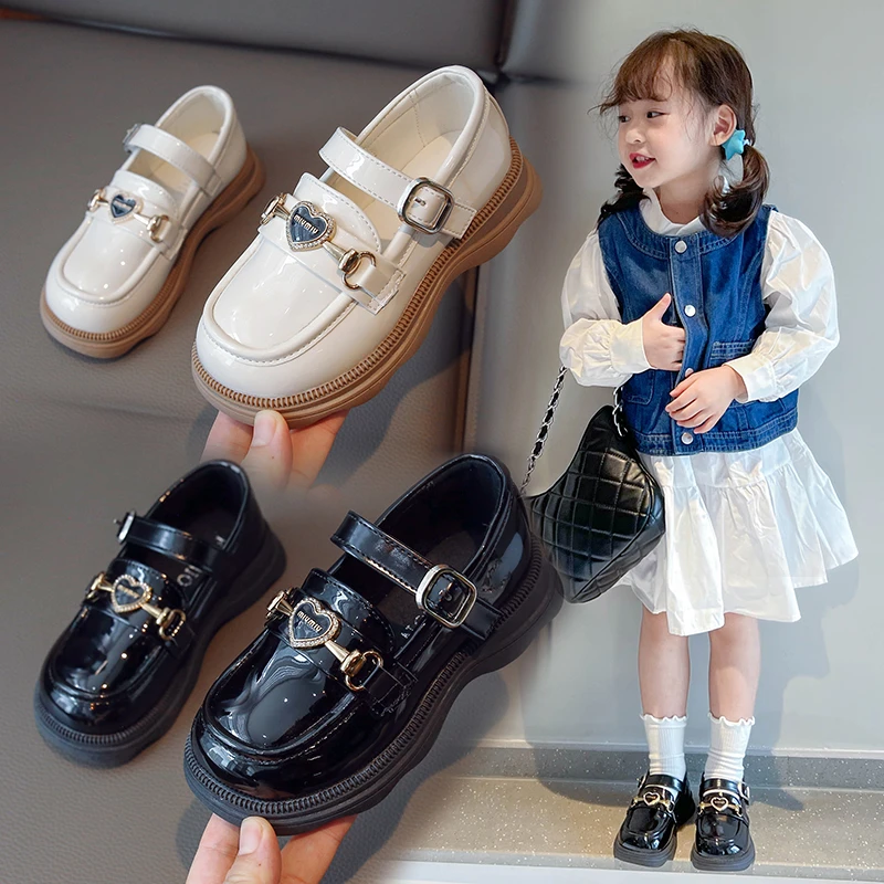 儿童时尚百搭小皮鞋小女孩新款软底乐福鞋学生表演演出公主鞋3321