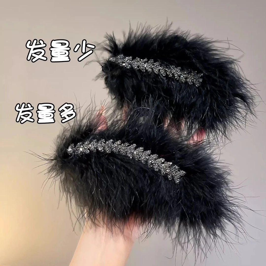 【福利】羽毛抓夹秋冬高档网红爆款轻奢高级感大号女发卡发夹鲨鱼夹