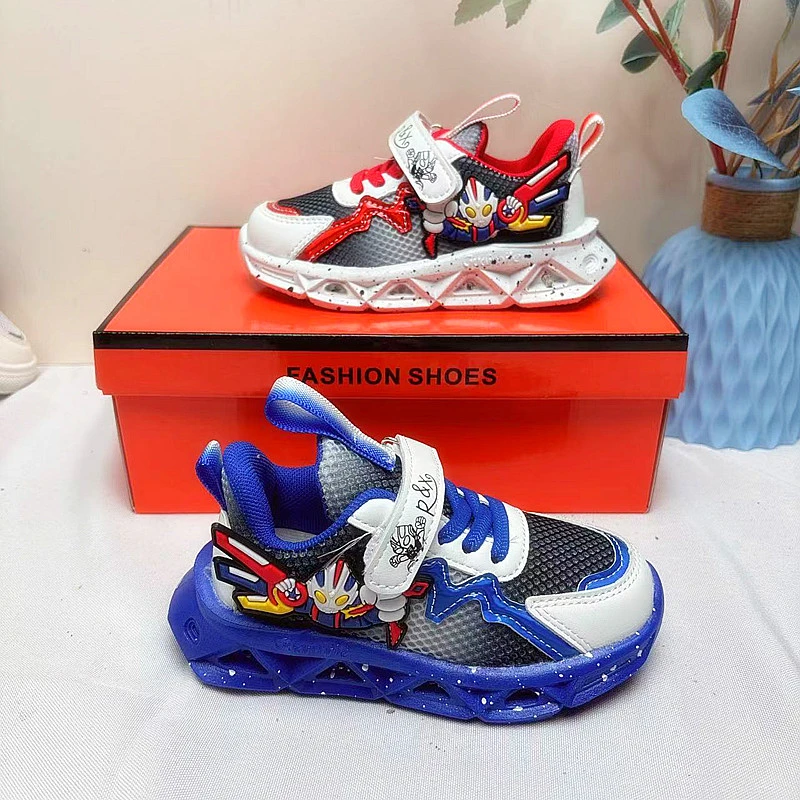 带灯儿童运动鞋2024春秋新款双网透气男童鞋中小童软底宝宝跑步鞋