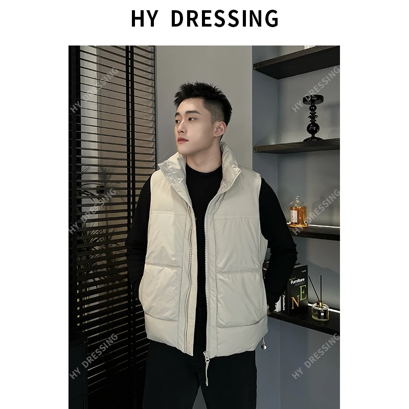【HY穿搭】秋冬纯色马甲男休闲立领大口袋运动保暖外套25081
