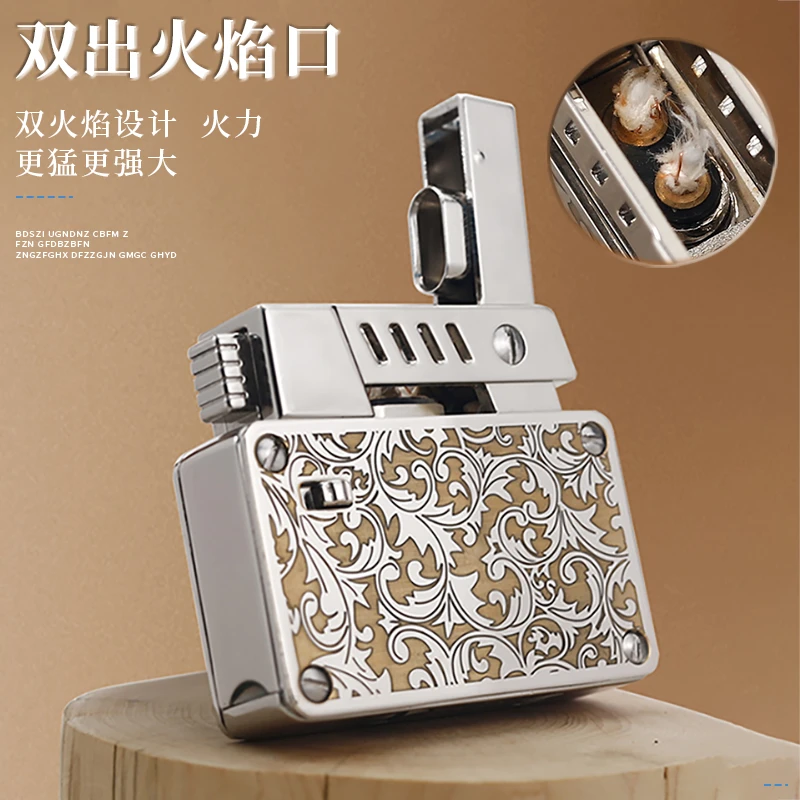 2023网红正品CHIEF/首领新款煤油打火机一键弹射机械创意高档礼品