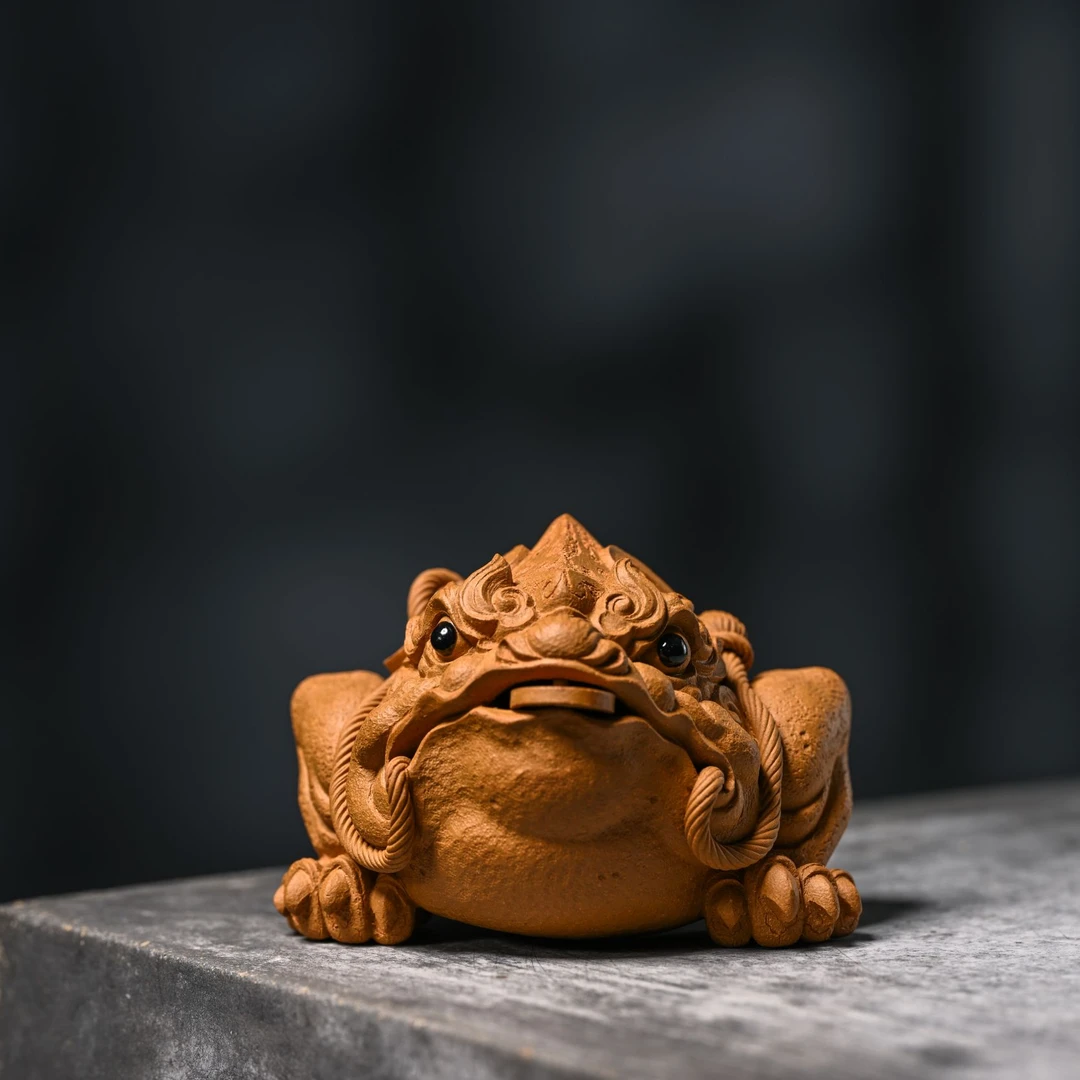 《三意灵蟾》小月亮原创设计原矿紫砂金蟾茶宠可茶盘玩养茶道茶具