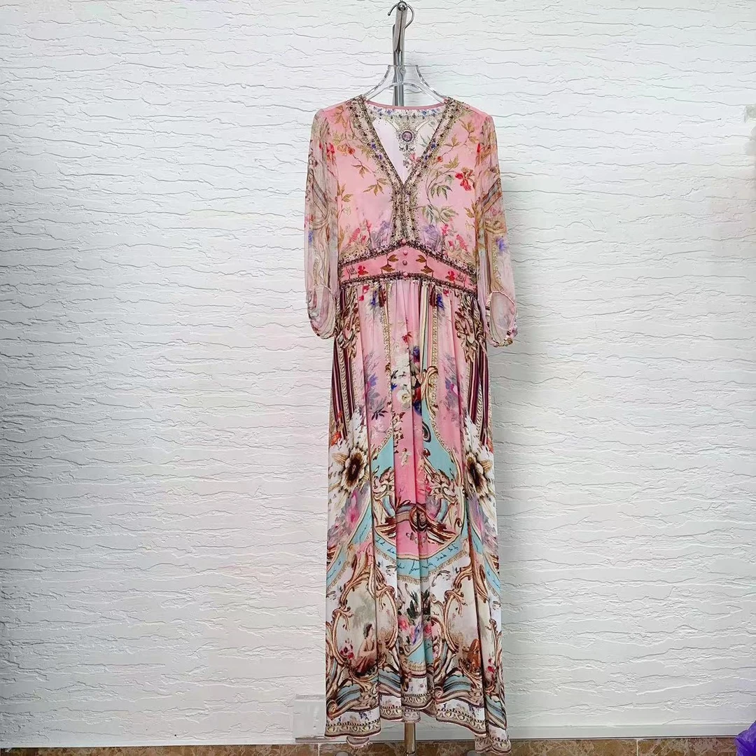 【飞哥女装】真丝轻奢印花时尚桑蚕丝女装连衣裙218028