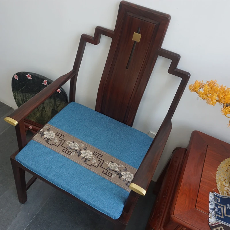 中式圈椅垫靠垫刺绣坐垫海绵餐椅垫防滑长椅垫沙发垫定制绣花logo