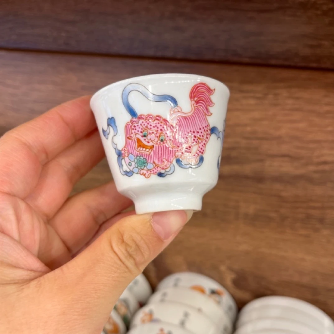 景德镇手绘陶瓷茶杯醒狮杯主人杯金钟杯