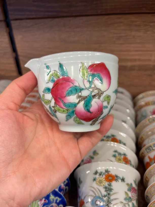 手绘桃子公道杯茶杯