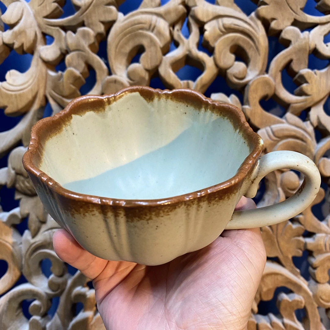 古瓷里高颜值粗陶莲蓬咖啡杯