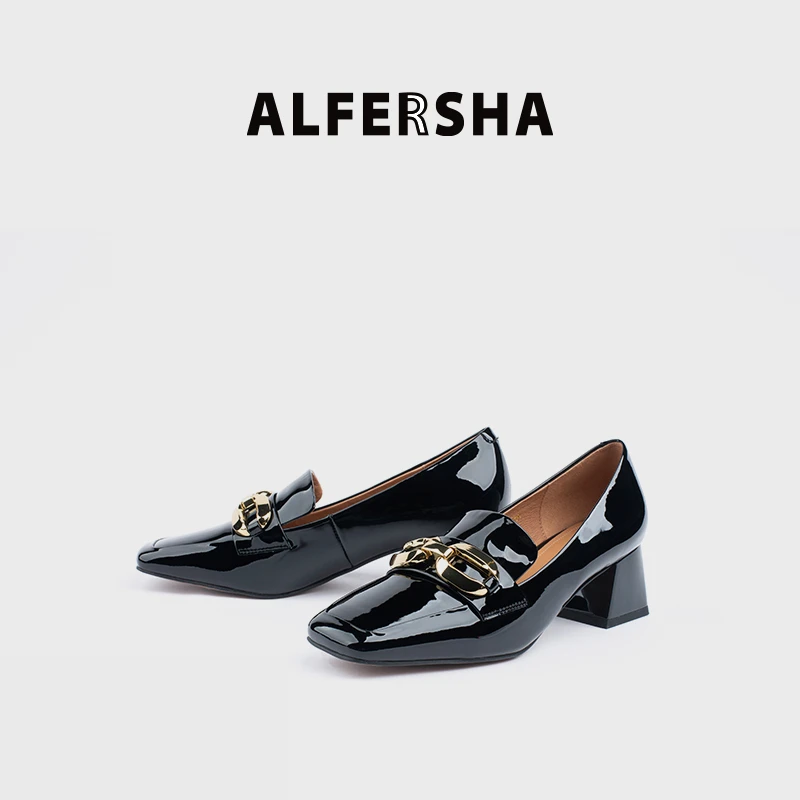 2025春款阿芙莎广系联名款9688193亮面眼镜乐福鞋D