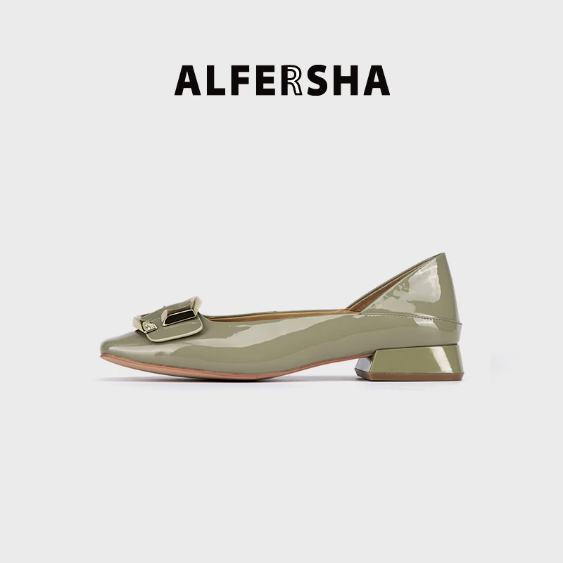 2025春款四季单鞋阿芙莎261963春季金属扣平底方头单鞋D