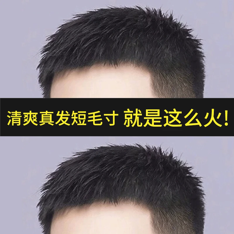 假发男短发假发片毛寸男士全真发无痕全头套男式可粘可卡头顶补发