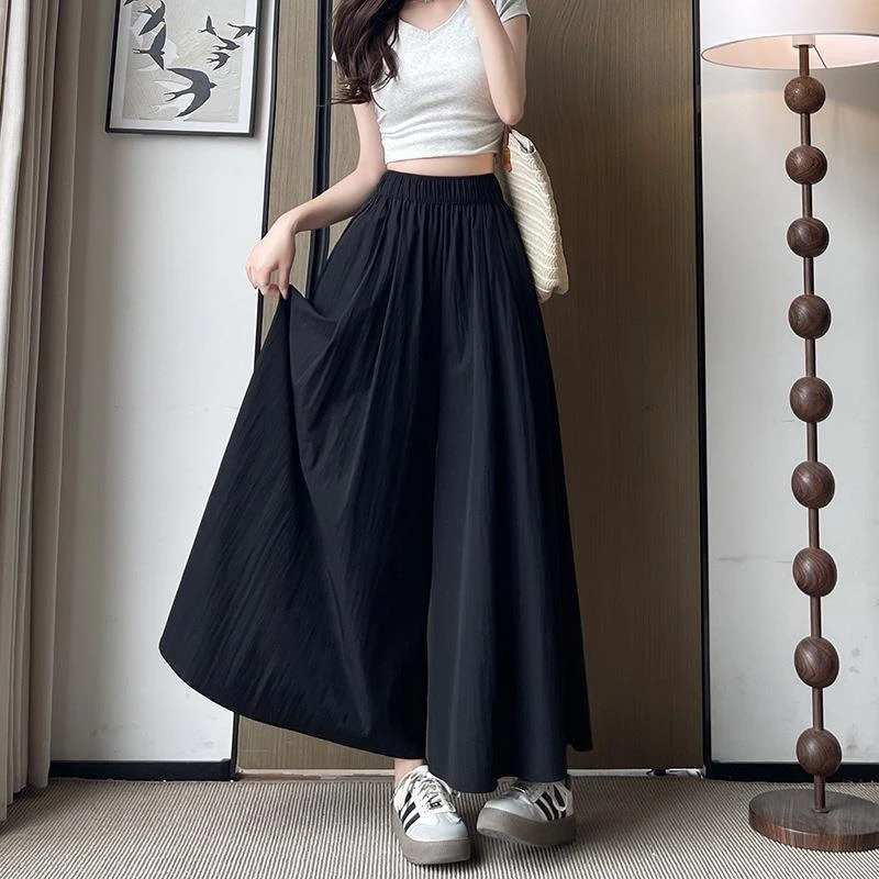 啄木鸟灰色山本裙裤夏季女装2024新款百搭高腰A字休闲阔腿半身裙