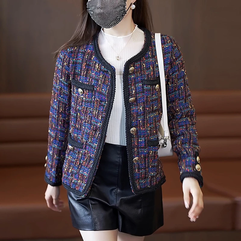 粗花呢小香风毛呢短款外套女秋冬新款时尚百搭修身显瘦小个子上衣